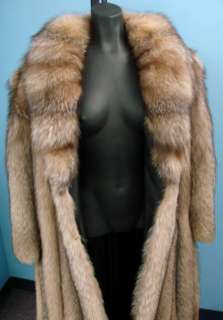 Full Length 51 Long Crystal Fox Fur Coat Ladies Size 12 14 Made in 