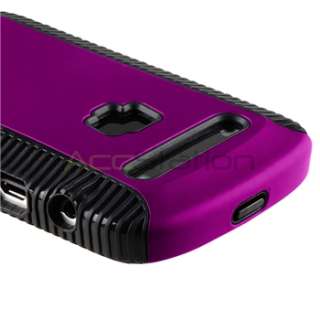 Black Purple Hybrid Hard Case+3x Privacy Protector For BlackBerry Bold 