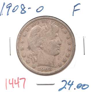 1908 O Barber Half Dollar Fine #1447+  
