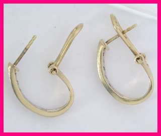 14k Yellow Gold Round Diamond Hoop Dangle Earrings .60ct  