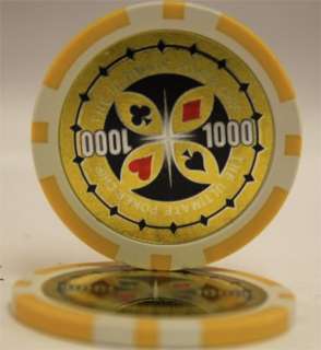 100pc 14g Ultimate Laser Casino Table Poker Chips $1000  