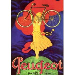 PEUGEOT GIRL HOLDING BICYCLE BIKE CYCLES PARIS FRANCE FRENCH VINTAGE 