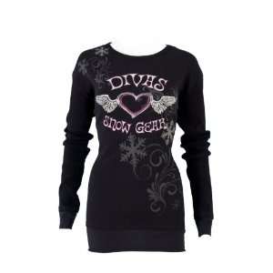  Divas SnowGear Divas Winged Heart Thermal Shirt (Black 