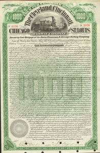 1890 CCC St.L BIG FOUR Railway stock certificate share  