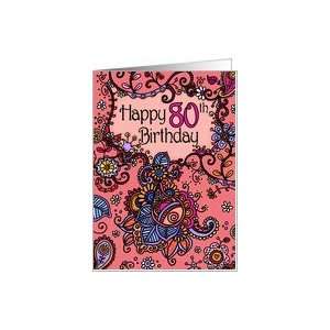  Happy Birthday   Mendhi   80 years old Card: Toys & Games