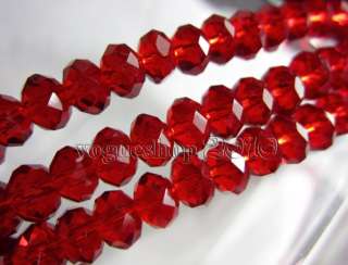 50pcs Ruby Red Faceted Rondelle Crystal Glass Bead 6mm  