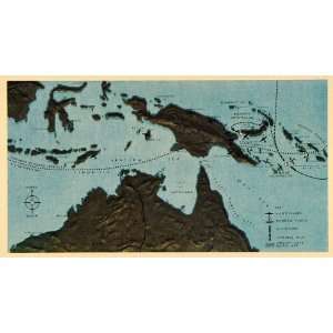  1943 Print Map Pacific Theatre New Guinea Battle World War 