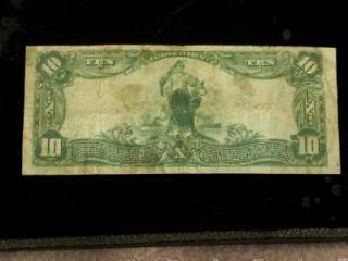 1902 $10 MADISON, INDIANA CH.M111 NATIONAL BANK NOTE  PLAIN BACK  ID 