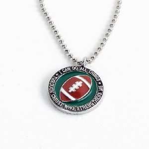   Colorful Football Pendant Necklace I Can Do All Things Through Christ