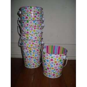  Colorful Polka Dot Tin Pails (Set of 8): Health & Personal 