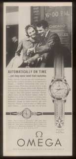 1957 Omega Seamaster & Ladymatic watch photo print ad  