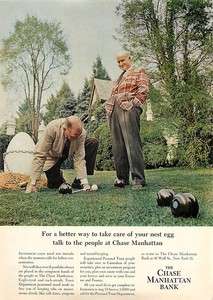 1960 Chase Manhattan Bank Nest Egg Vintage Color Ad  