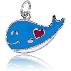   Silver Blue Whale with Red Heart Z 8872 Itâ?TMs Charming Jewelry