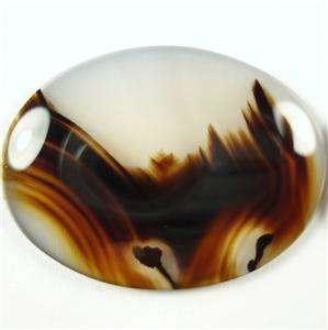 MONTANA AGATE 15.10 CARATS OVAL CABOCHON SCENIC, BLACK & BROWN MOSS 