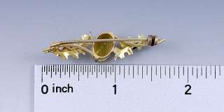 ANTIQUE 1900 ENGLISH GOLD & CITRINE THISTLE PIN/BROOCH  