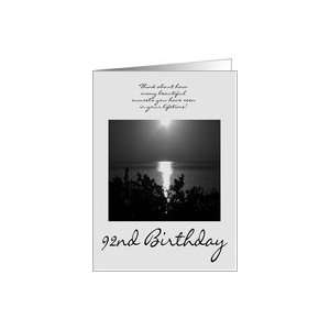  92nd Birthday, black & white sunset Card Toys & Games