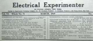 ELECTRICAL EXPERIMENTER MAGAZINE MARCH 1919 SEARCH LIGHTS OF THE DEEP 