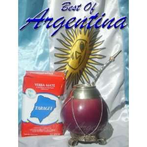  EXCELLENT Argentina MATE KIT Gourd with Superb Silver 800 