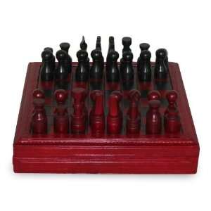  Wood chess set, African Warriors