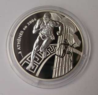   Euro Silver Proof Marathon Coubertin Athens Olympic Games Coin  