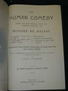 Honore De Balzac   THE HUMAN COMEDY   1893 3 Vols Illustd Chambers 