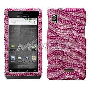   Skin (Pink/Hot Pink) Diamante Protector Cover for Motorola Droid A855
