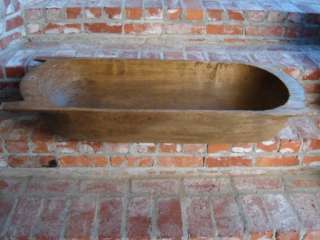 BIG Antique French Primitive Carved Wood Dough Bowl Trencher Trough 