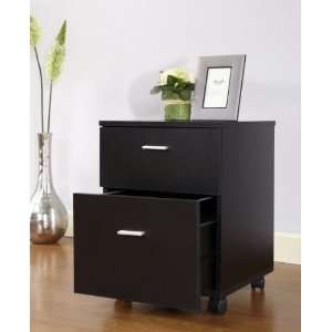  2 Drawer Wood Mobile File Cabinet in Black Finish: Office 