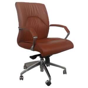   Executive Chair in Brown Italian Leather by Woodstock