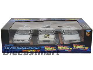   24 DELOREAN TIME MACHINE BACK TO THE FUTURE TRILOGY PACK NEW DIECAST