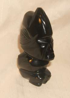 Golden OBSIDIAN Statue AZTEC GOD or Idol   Similar To TIKI   Bookend 