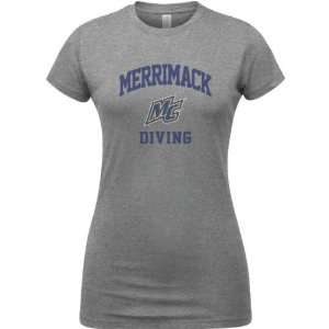 Merrimack Warriors Sport Grey Womens Varsity Washed Diving Arch T 