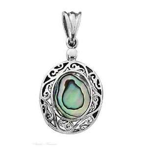   Silver 18 Box Chain Necklace With Abalone Paua Shell Pendant: Jewelry