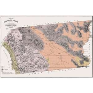   : SAN DIEGO COUNTY CALIFORNIA (CA/TEMECULA) MAP 1886: Home & Kitchen