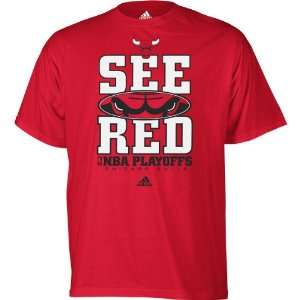  Adidas Chicago Bulls See Red T Shirt Large: Sports 