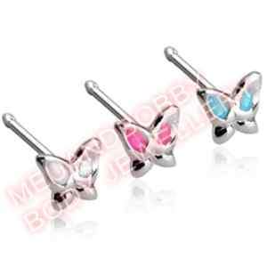 20g .925 Sterling Silver Butterfly Nose Bar Studs  
