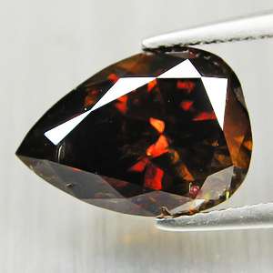 Video 1.35 Cts Untreated Natural Top Luster Cognac Red Pear Loose 