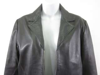 NICOLE MILLER Black Leather Long Sleeve Zip Up Jacket M  