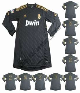 Real Madrid 2011/2012 Long Sleeve 2nd Away Soccer Jersey Shirts S/M/L 