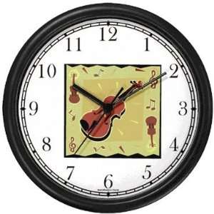 Violin with Music Motifs   Musical Instrument   Music Theme Wall Clock 