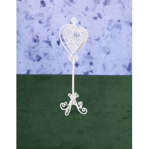   Dollhouse Miniature White Wire Heart Shaped Bird Cage: Everything Else