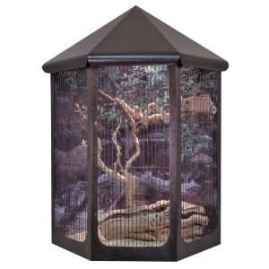   Corner Wall Mounted Bird Cage, Copper Vein w/Wire Front: Pet Supplies
