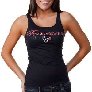   Texans Ladies B3 Burnout Logo Tank Top   Navy Blue