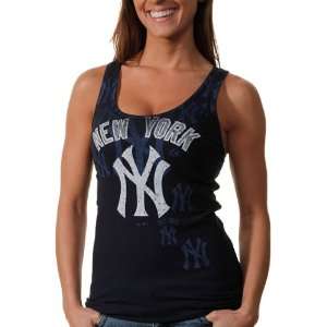   York Yankees Ladies Defining Tank Top   Navy Blue: Sports & Outdoors