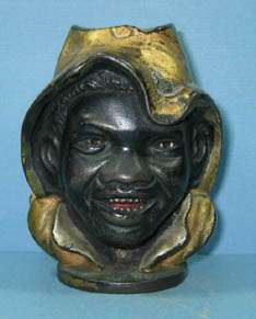 1901 BLACK BOY 2 FACED LG CAST IRON TOY BANK GUARANTEED OLD 