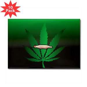   Rectangle Magnet (10 Pack) Marijuana Joint and Leaf 