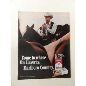   cowboy cigarette in mouth/on horse/dust.) Orinigal Magazine Print Art