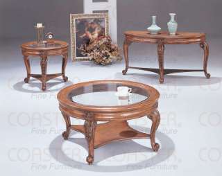 Distressed Wood/Glass 3 Pc Coffee Table Set   FREE SH  