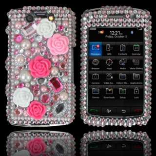 Bling Diamond Pink Rose Hard Case Cover for Blackberry 9550 9520 storm 