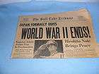 VINTAGE WORLD WAR 2 ENDS NEWSPAPER SALT LAKE TRIBUNE